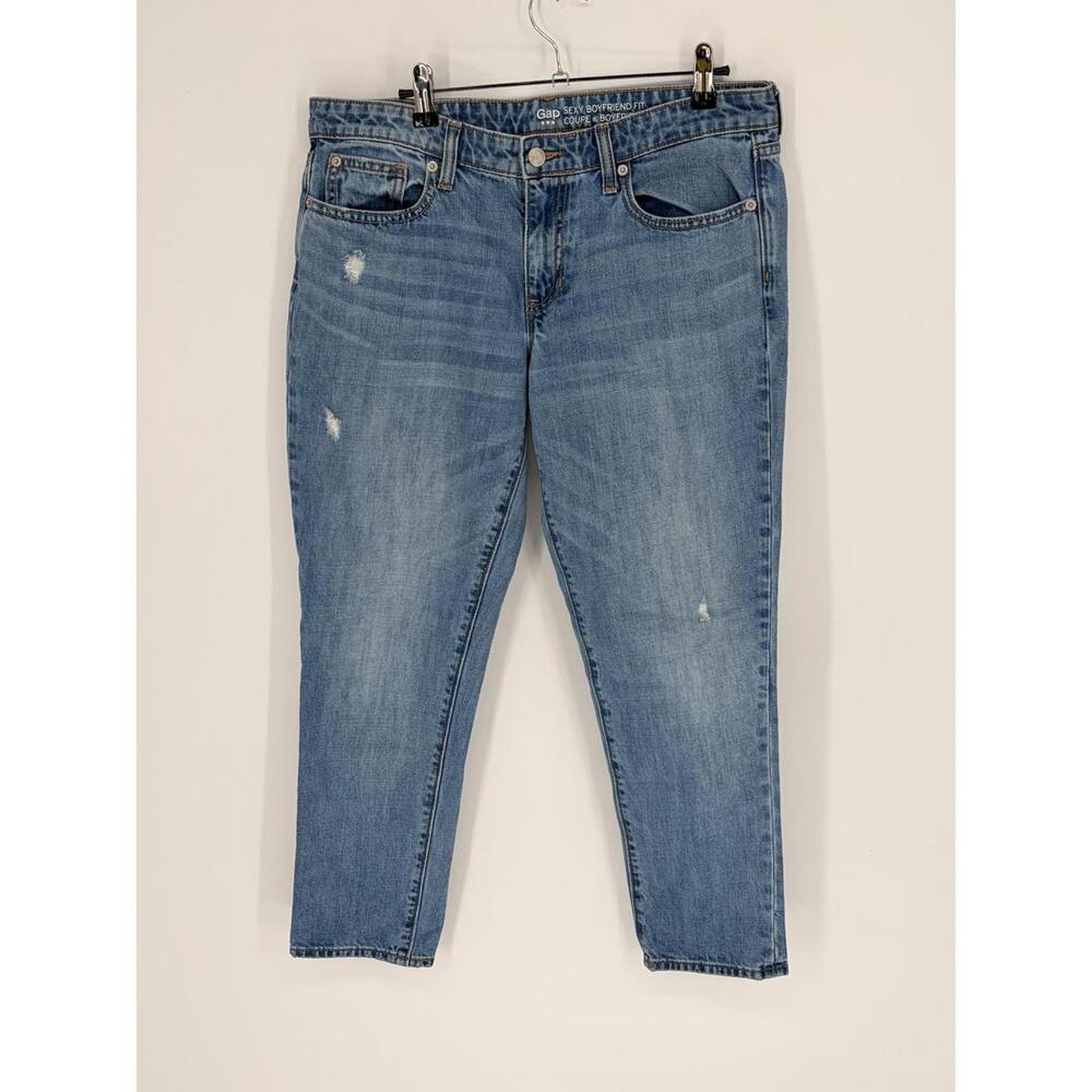 Gap Distressed Boyfriend Fit Jeans Size 6 Light Blue Denim